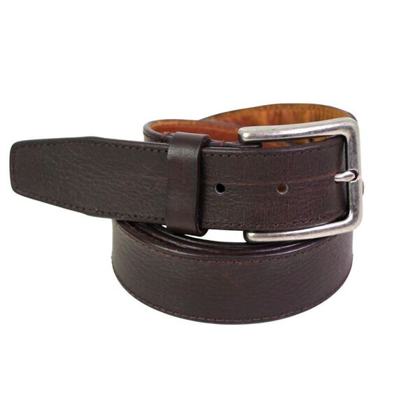 BOCONI BROWN REAL LEATHER 1.25"Wd STITCH CASUAL DRESS MEN'S BELT Sz 42/105 (91D - Picture 2 of 16